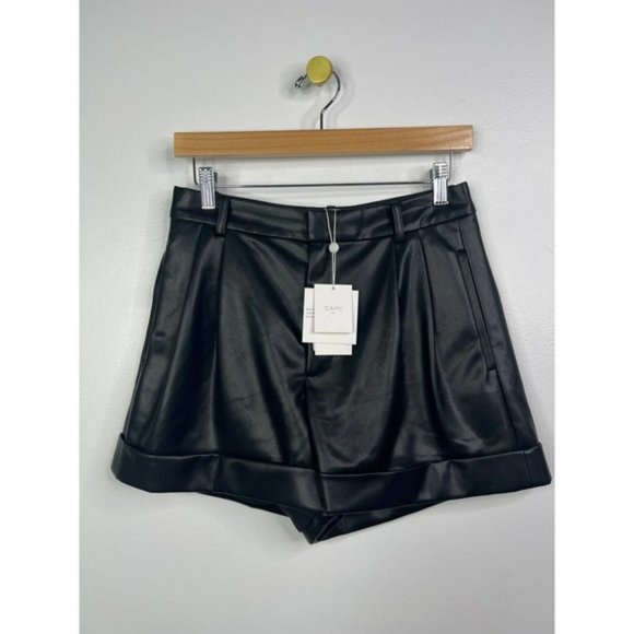 Cami NYC Rabia Vegan A-Line Leather Belt Loops Short Women's Black Size: 8 NWT - Picture 2 of 10